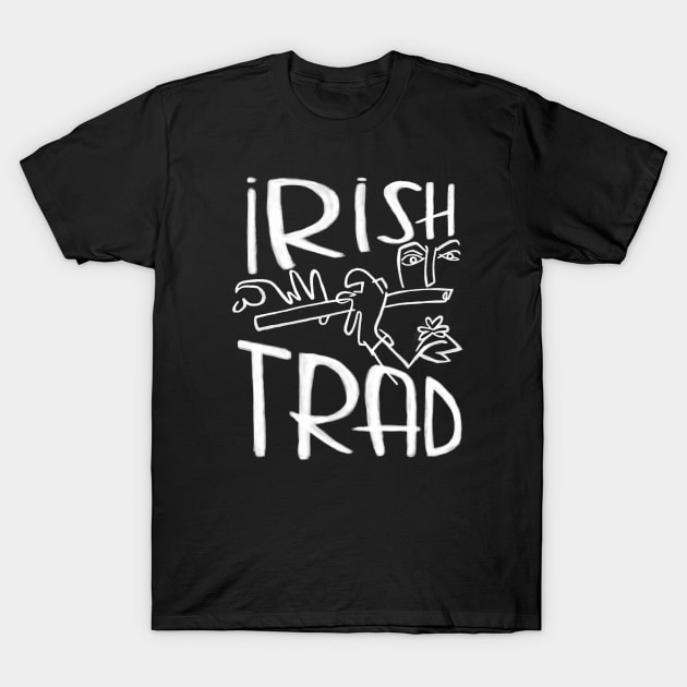 Irish Music, Flute Player, Irish Trad T-Shirt by badlydrawnbabe